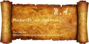 Madarász Ambrus névjegykártya